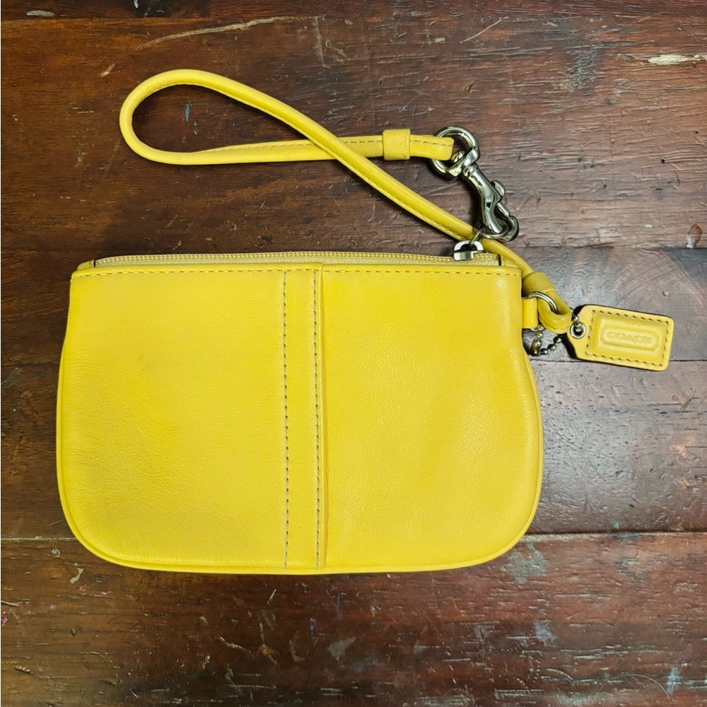 Coach Yellow Leather Wristlet